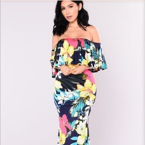 Fashion Nova off the shoulder flower dress